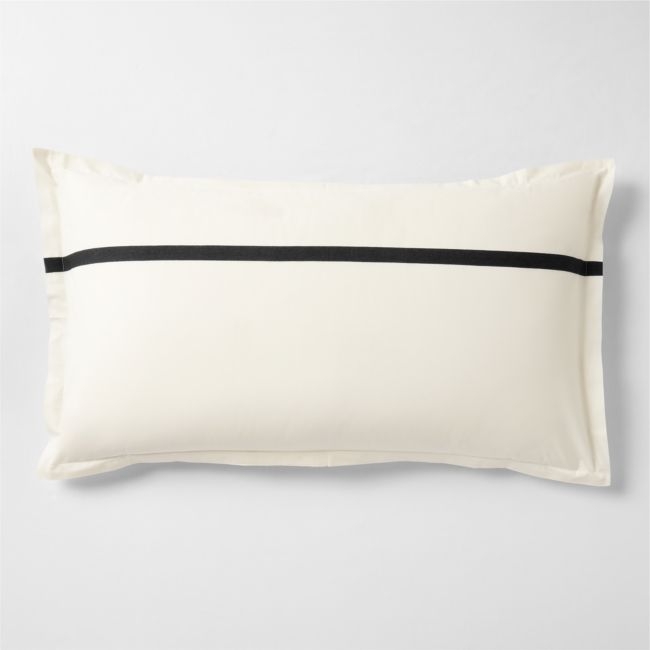 Favorite Organic Cotton Percale Tuxedo Stripe Ink Black King Bed Pillow Sham - Image 0