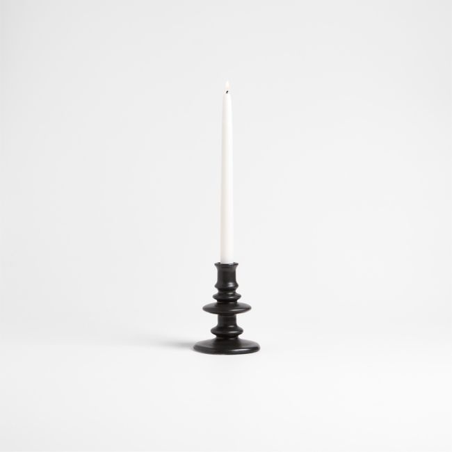 Cortana Small Charcoal Earthenware Taper Holder 5.5" - Image 0