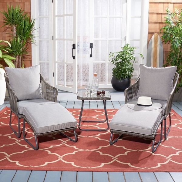 Indoor-Outdoor Narda 5 Pc Lounger Set - Grey/Grey - Safavieh - Image 1