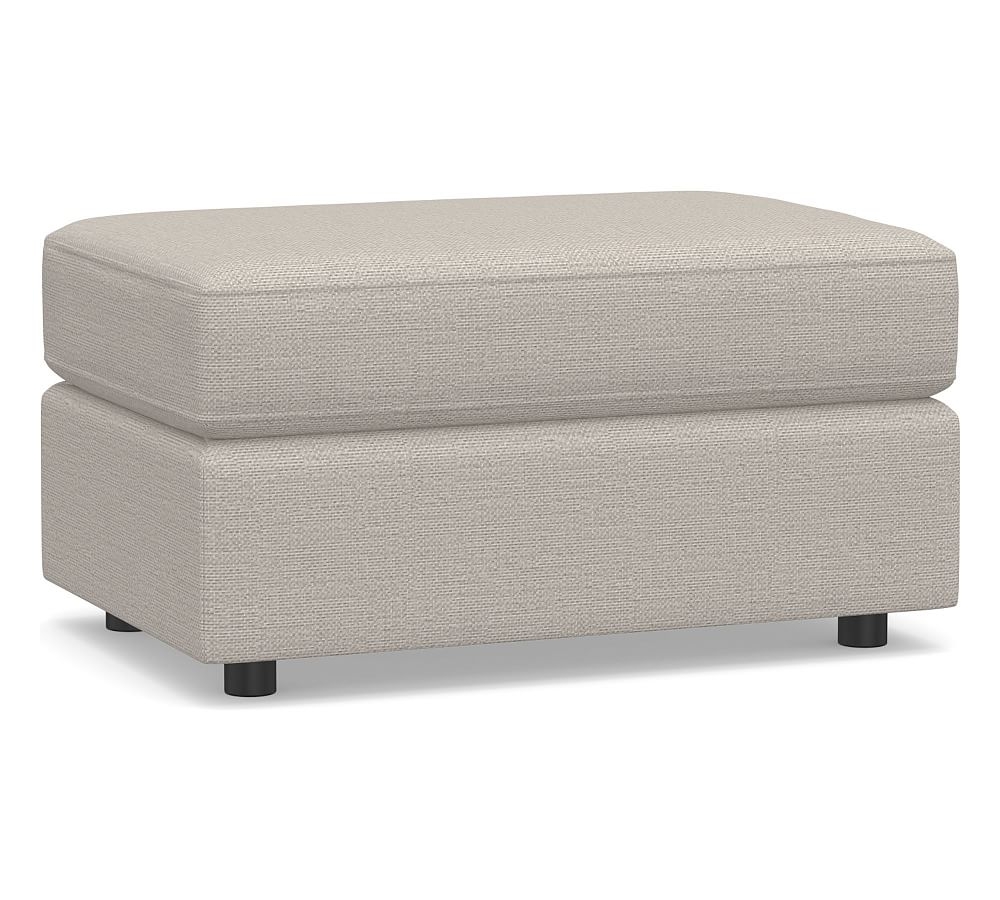Pacifica Square Arm Upholstered Ottoman, Polyester Wrapped Cushions, Chunky Basketweave Stone - Image 0