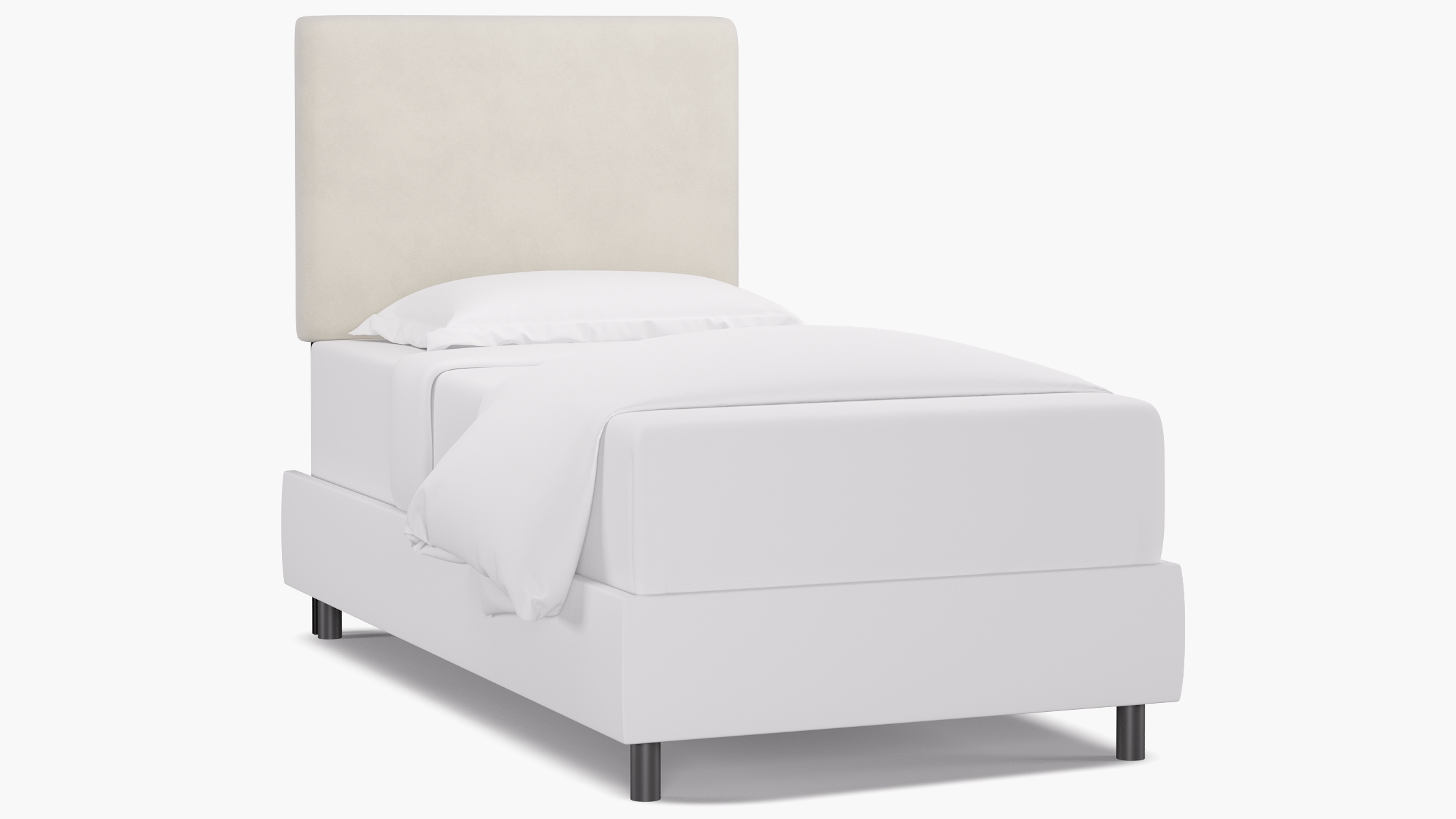 Square Back Headboard, White Classic Velvet, Twin - Image 0