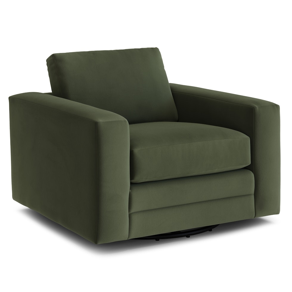 Riley 42" Grand Velvet Swivel Chair - Hale Fir Green - Image 1