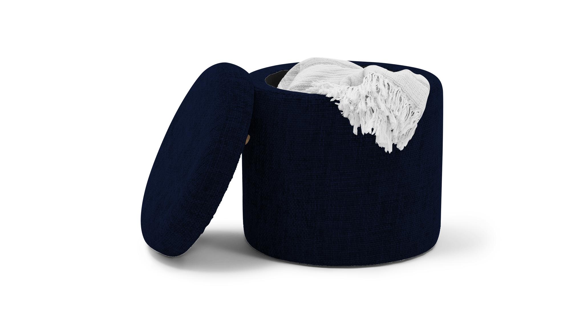 Blue Quinn Mid Century Modern Petite Storage Ottoman - Royale Cobalt - Image 3