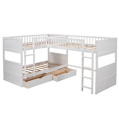 Twin L-Shaped Bunk Bed With Drawers - Image 0