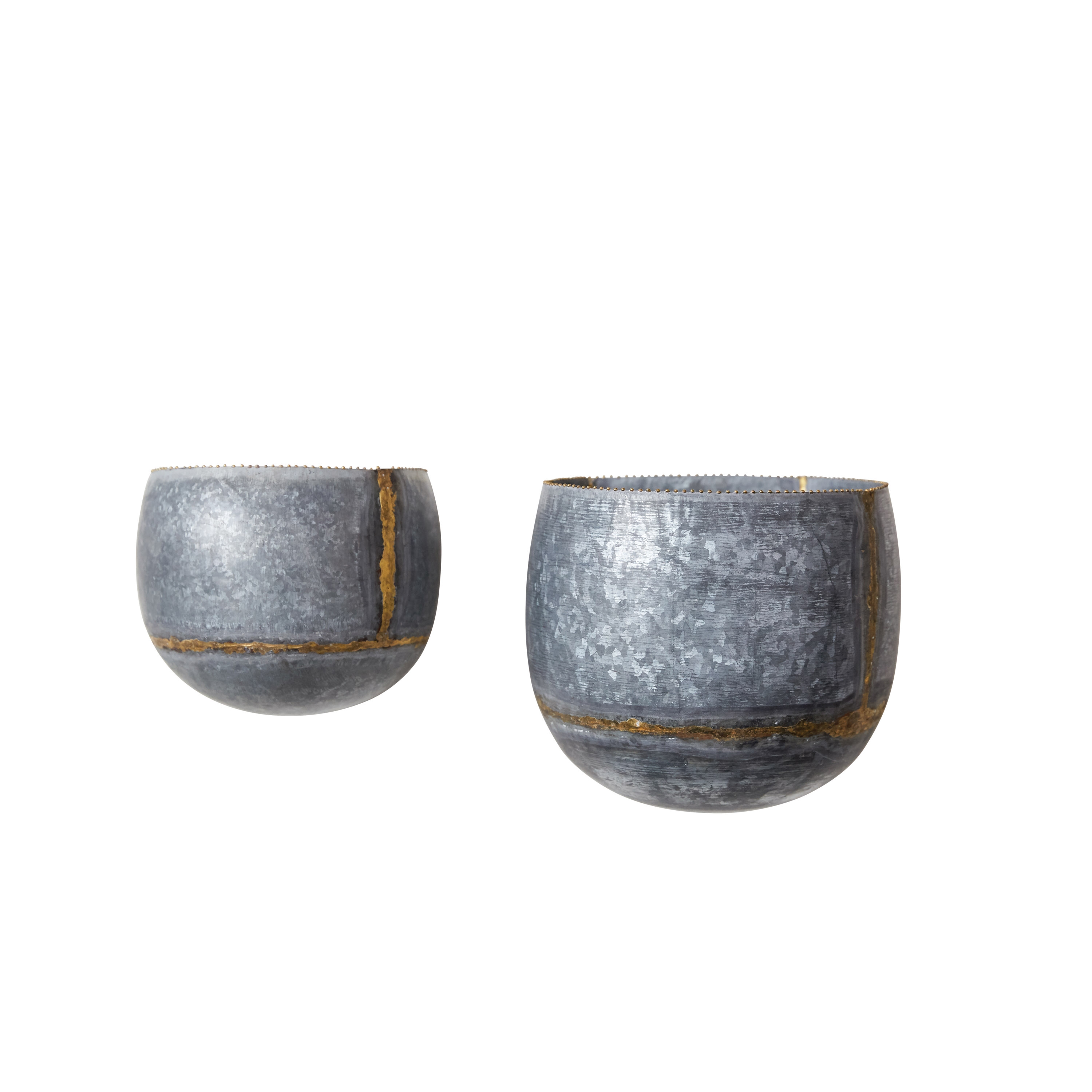 Silver & Gold Metal Wall Planters (Set of 2 Sizes) - Image 0