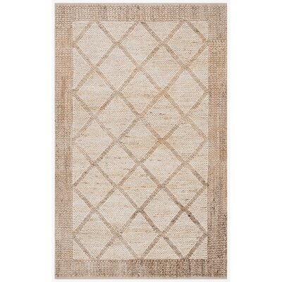 Geometric Hand-Woven Flatweave Jute Beige Area Rug - Image 0
