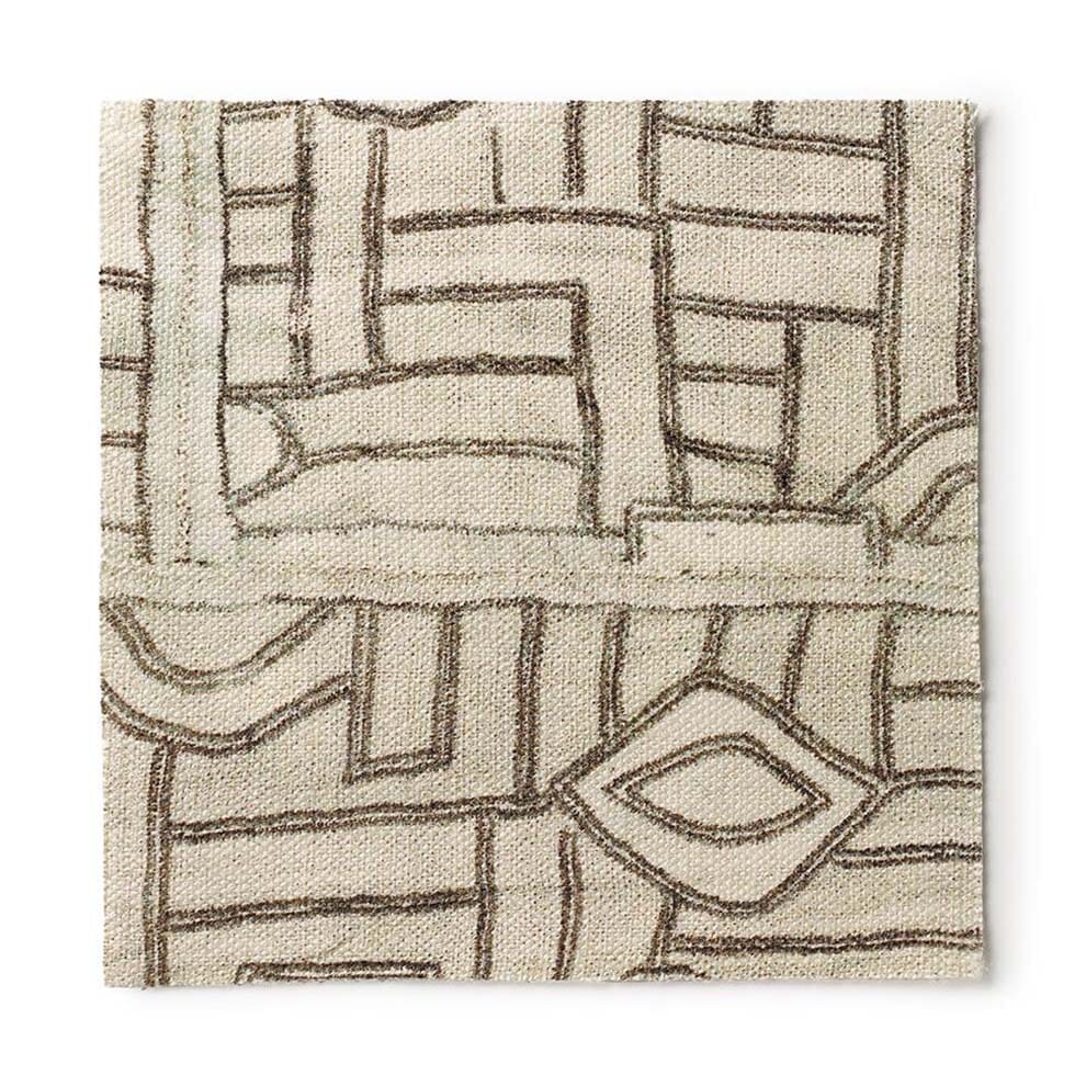 Ecru Maze Kuba Cloth Fabric Swatch - Image 0