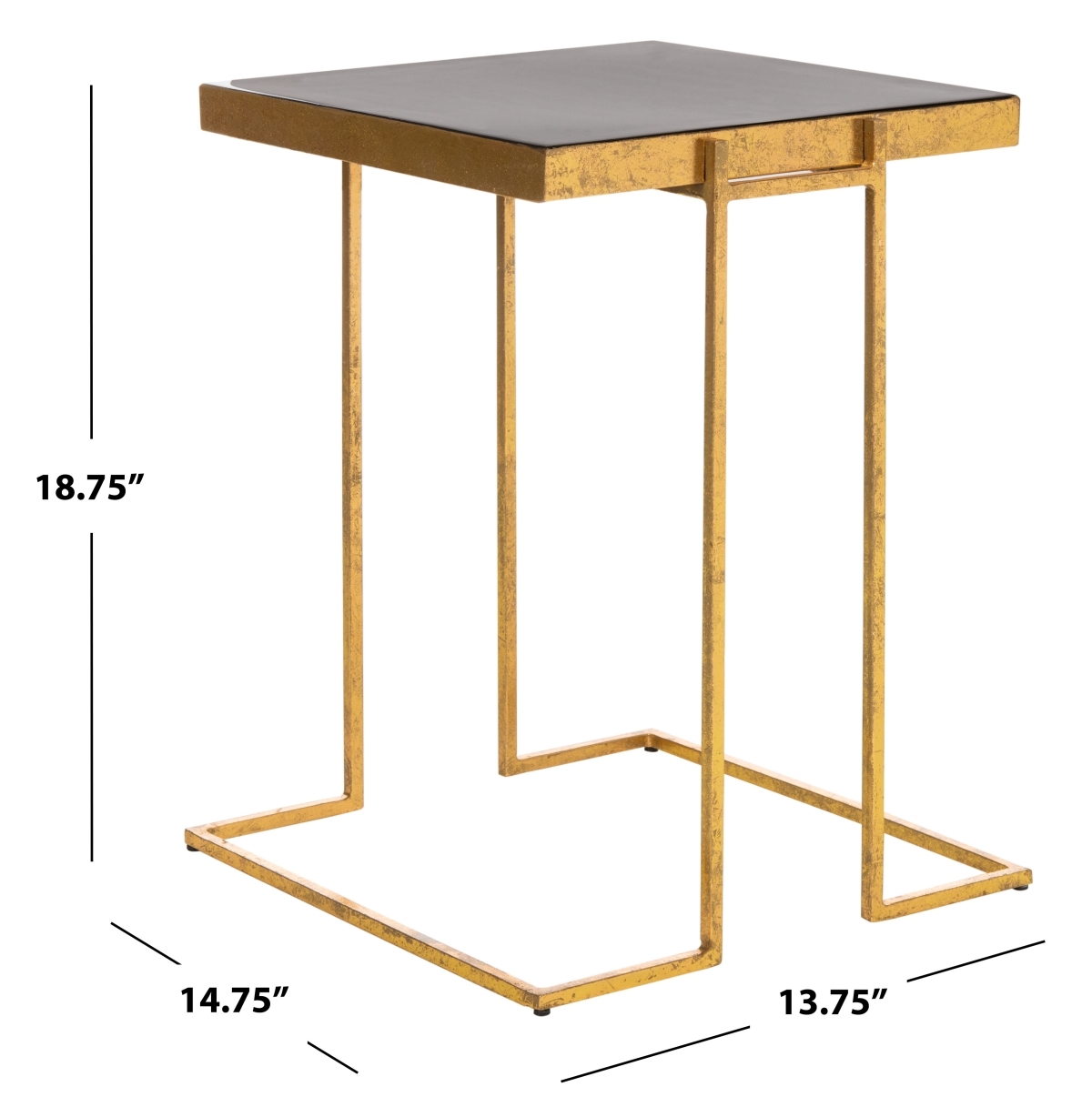 Amarylis Greek Key Side Table - Black / Gold - Safavieh - Image 7