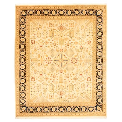 One-of-a-Kind Hand-Knotted New Age Pako Persian 18/20 Light Yellow 8' x 9'10" Wool Area Rug - Image 0