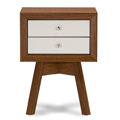 Two-Tone Walnut And White Modern Accent Table And Nightstand - Image 0