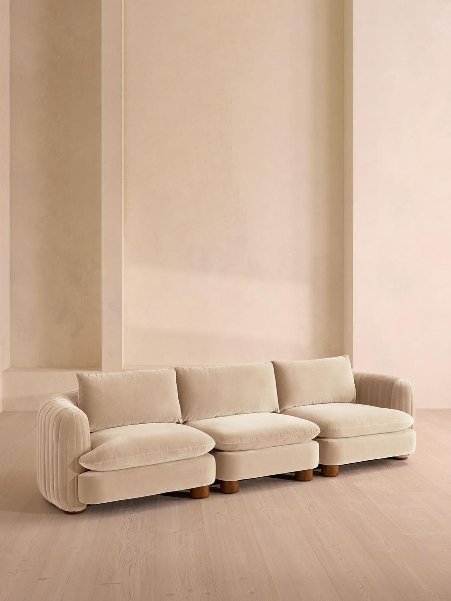 Vivienne Deeper Sit Sectional Sofa, Four Seater, Velvet Porcelain US - Image 0