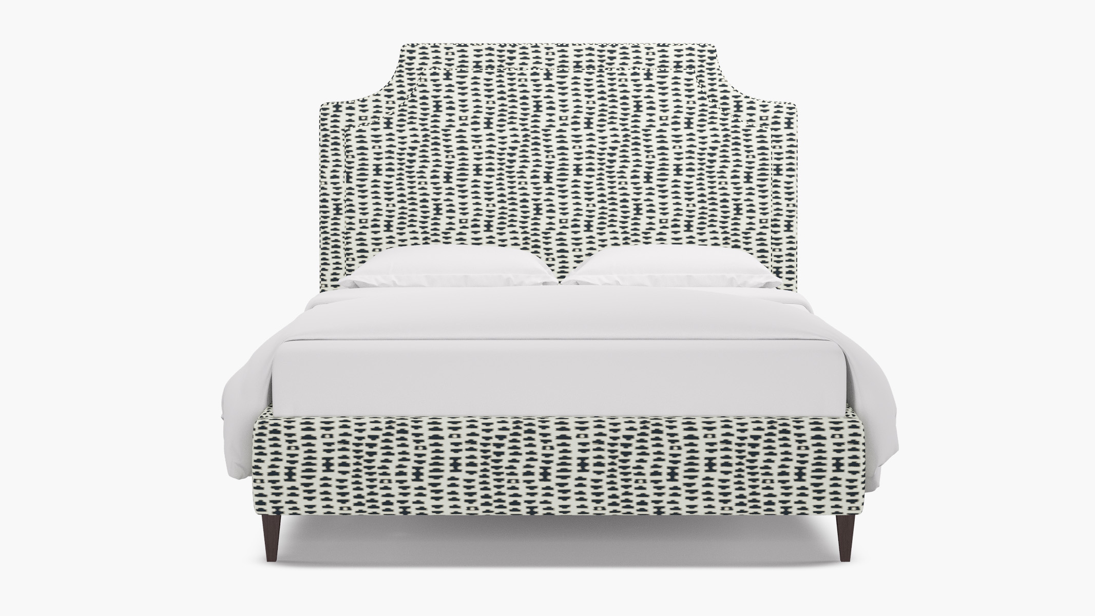 Deco Bed, Ivory Odalisque, Espresso Square Tapered Leg, Twin - Image 0