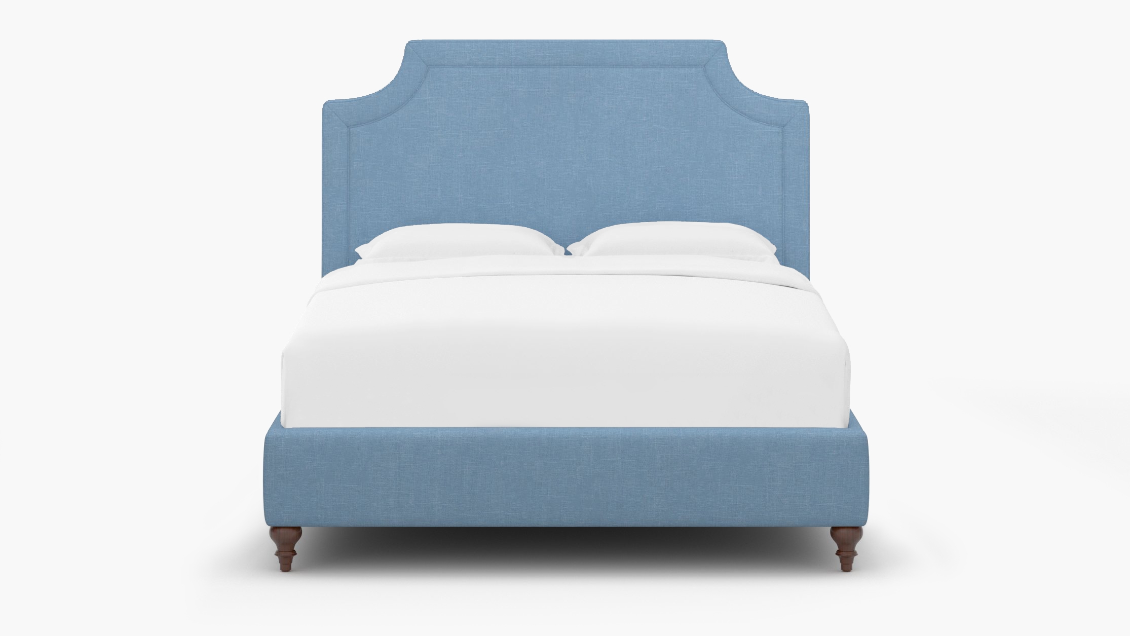 Deco Bed, French Blue Everyday Linen, Walnut Traditional Turned Leg, King - Image 0