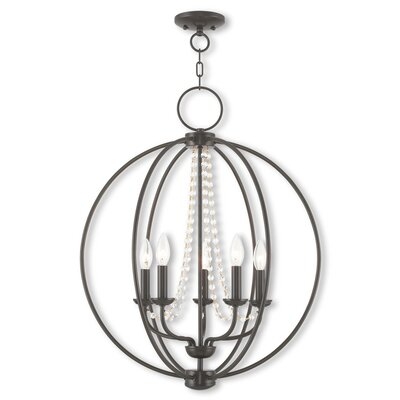 Moores 5 - Light Unique / Statement Globe Chandelier with Crystal Accents - Image 0