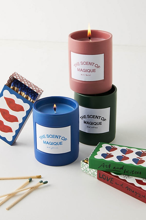 Hotel Magique for Anthropologie The Scent Of Magique Boxed Candle By Hotel Magique in Green - Image 0