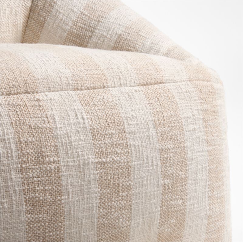 Stone Tan Striped Organic Cotton Kids Lounge Chair - Image 3