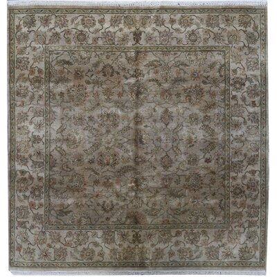 One-of-a-Kind Hand-Knotted Brown 8'1" Square Wool Area Rug - Image 0