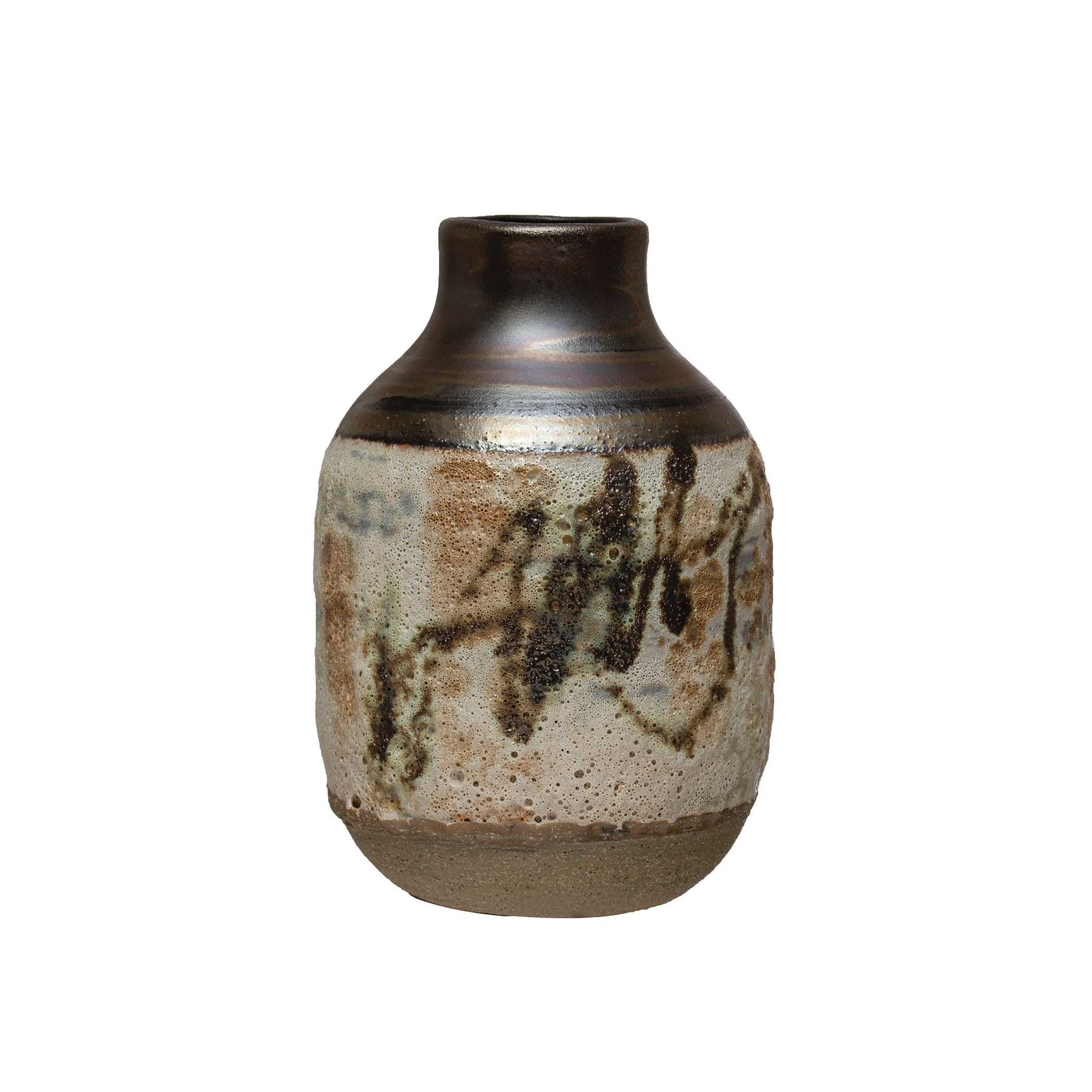 Hand Painted Stoneware Vase with Reactive Glaze, Multicolor - Image 0
