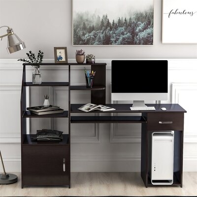 Espresso Multifunctional Computer Desk With Cabinet - Image 0