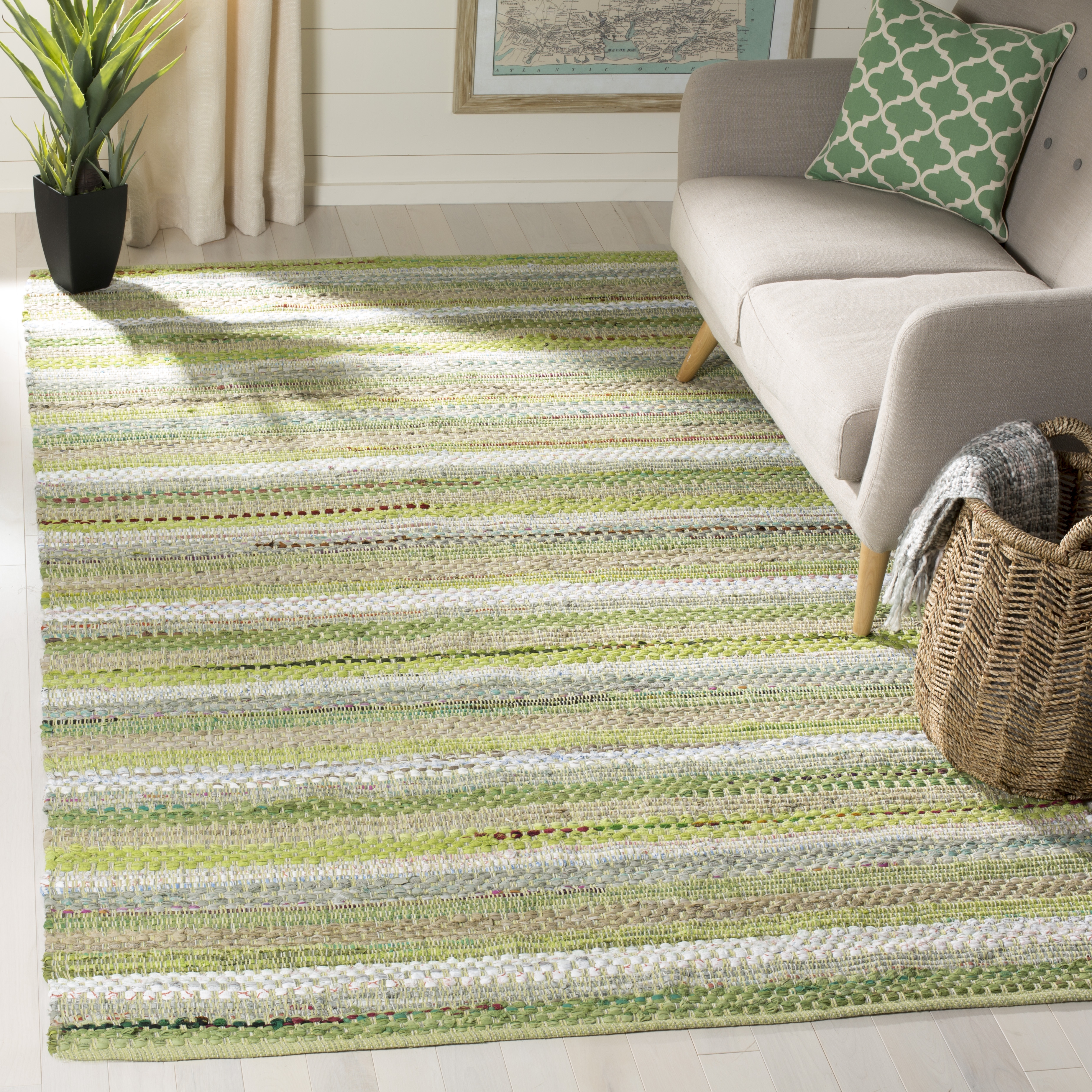 Arlo Home Hand Woven Area Rug, MTK975G, Green/Multi,  5' X 8' - Image 1