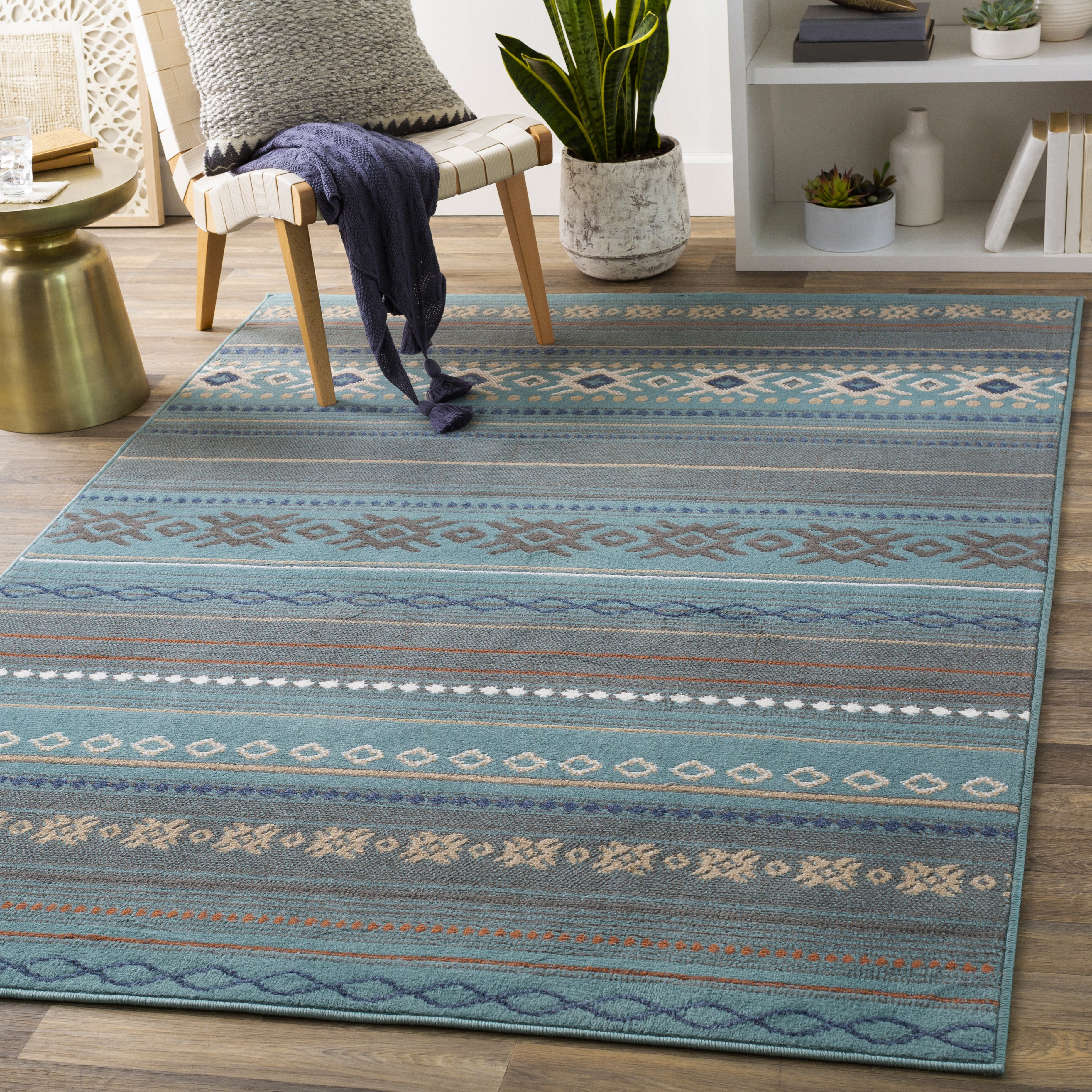 Skagen Blue Indoor 5'3" x 7'3" Machine Woven Rug - Image 1