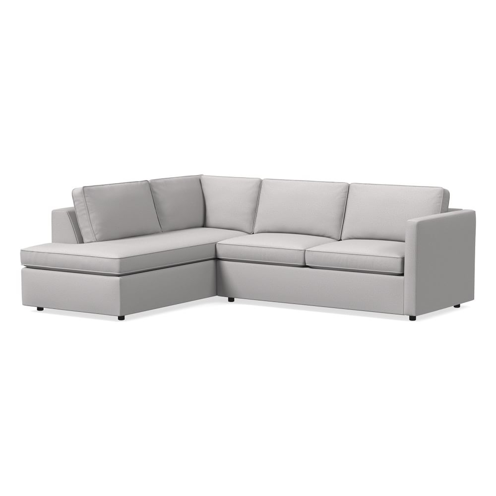 Harris 100" Left Multi Seat 2-Piece Bumper Chaise Sectional, Petite Depth, Performance Chenille Tweed, Frost Gray - Image 0