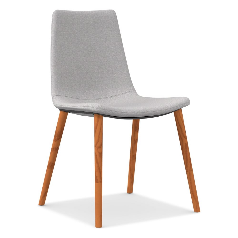 Slope Dining Chair Wood Base, Chenille Tweed, Frost Gray, Cool Walnut - Image 0
