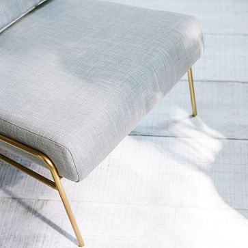Wire Frame Slipper Chair, Linen Weave, Platinum, Set of 2 - Image 3