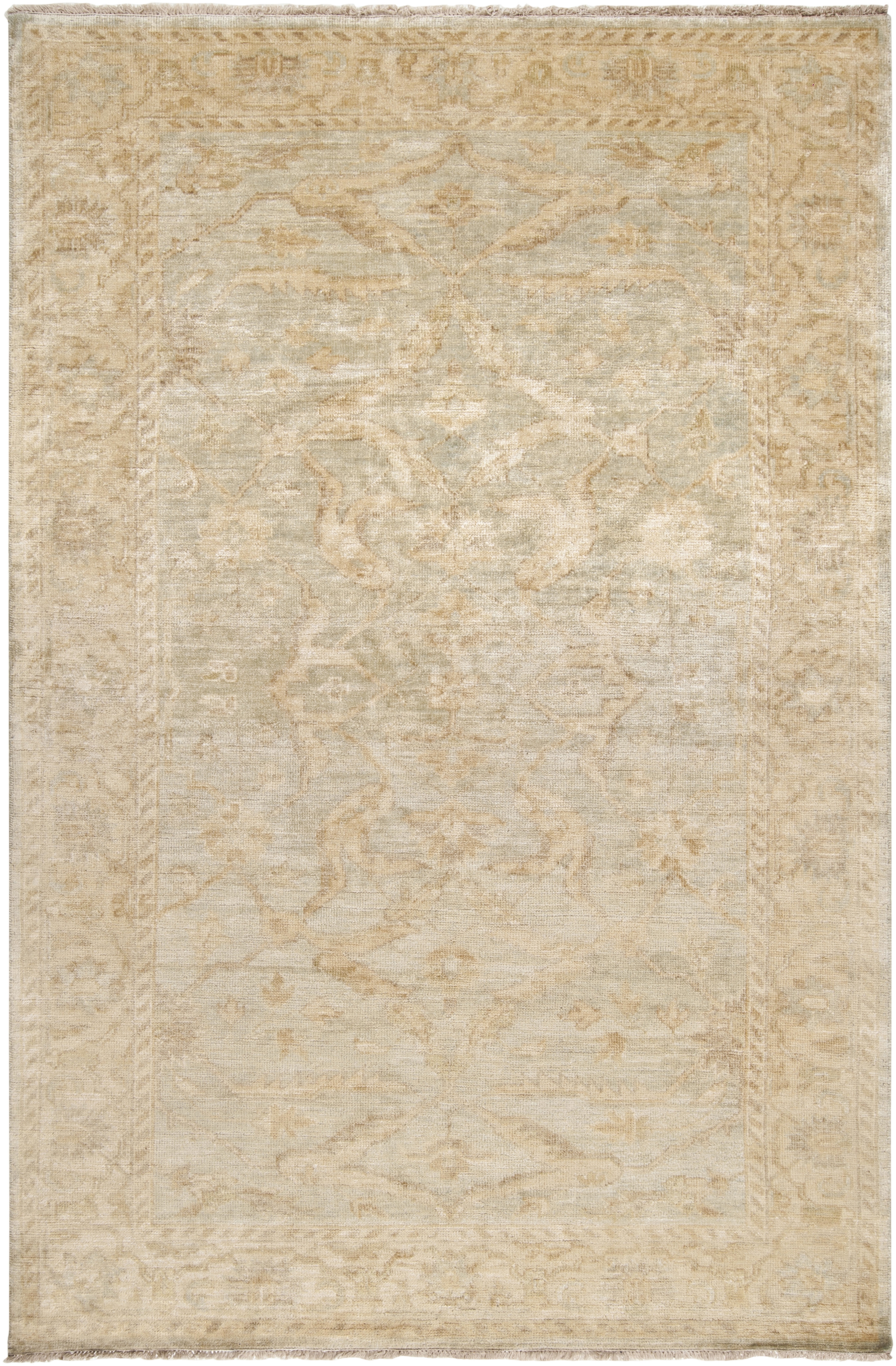 Hillcrest Beige Indoor 5'6" x 8'6" Handmade Rug - Image 0