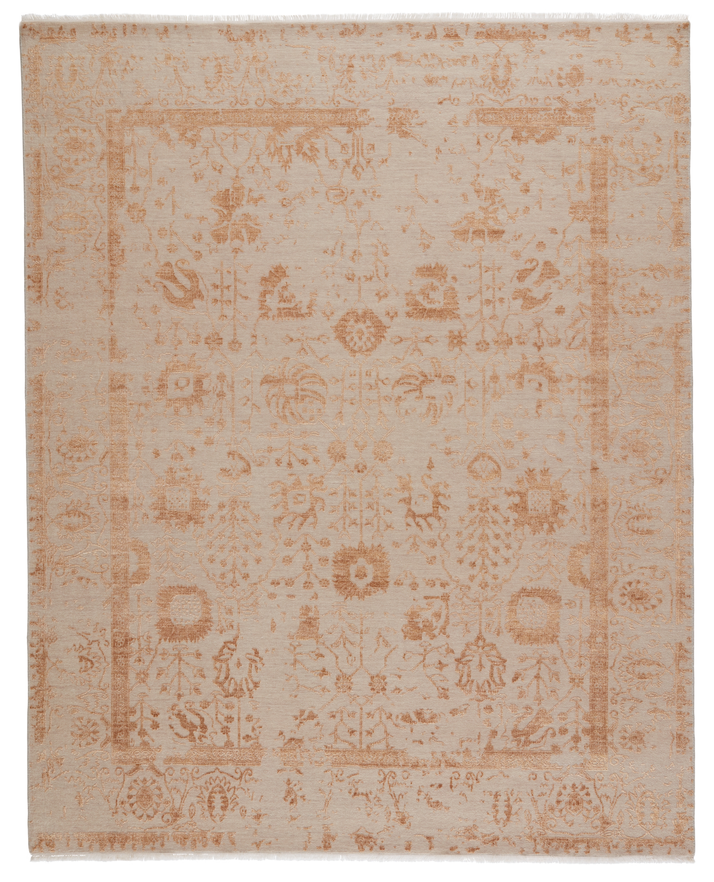 Minett Hand-Knotted Floral Gold/ Light Gray Area Rug (9'X12') - Image 0