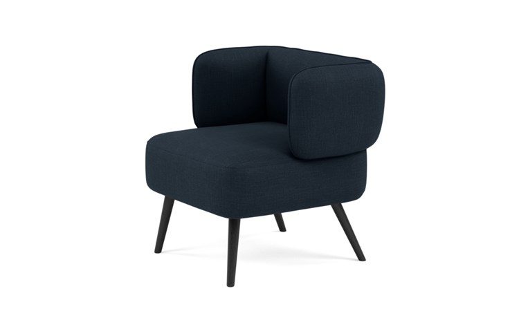 Parker Slipper Chair with Blue Boy Blue Fabric and Matte Black legs - Image 4