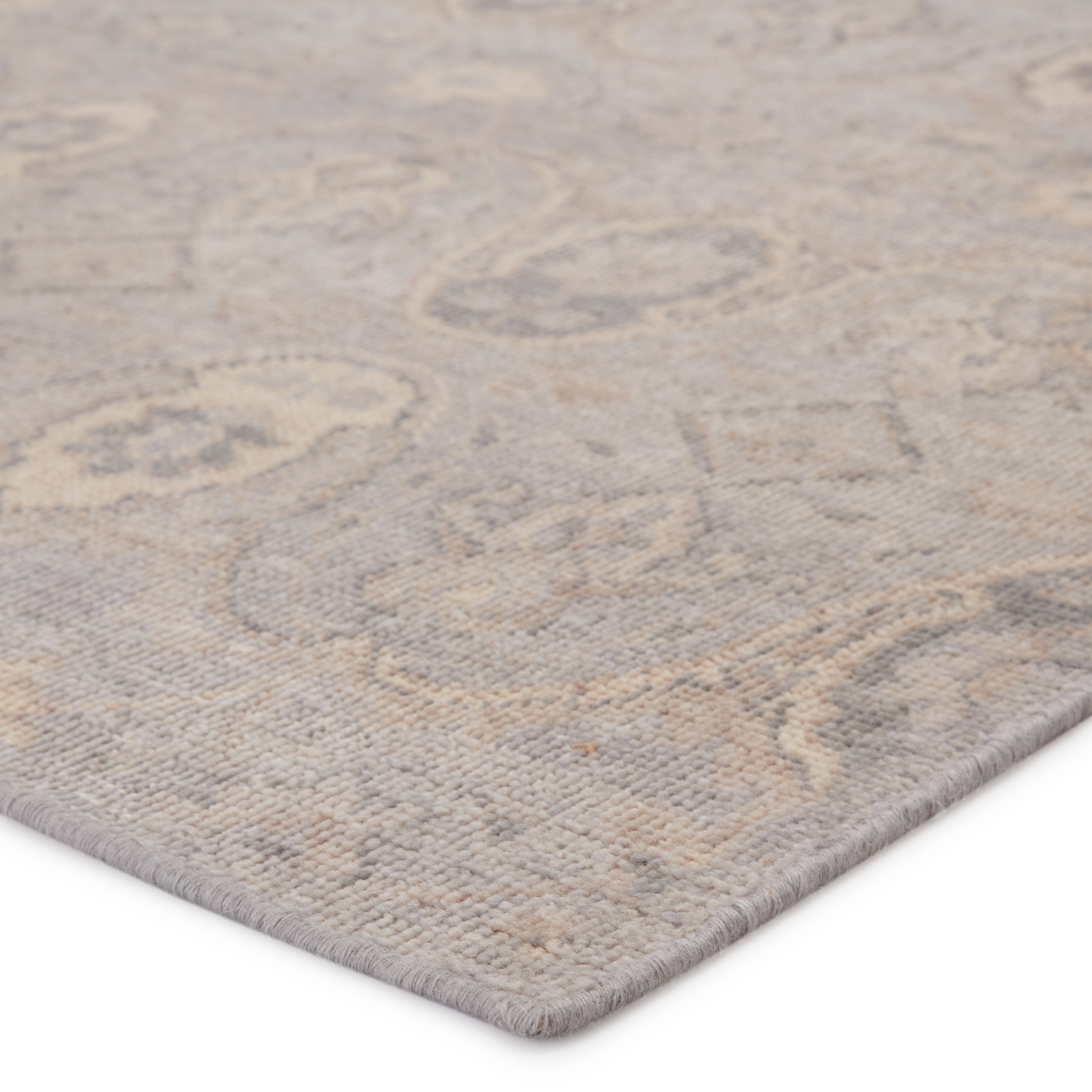 Williamsburg Hand-Knotted Trellis Gray/ Beige Area Rug (6'X9') - Image 1