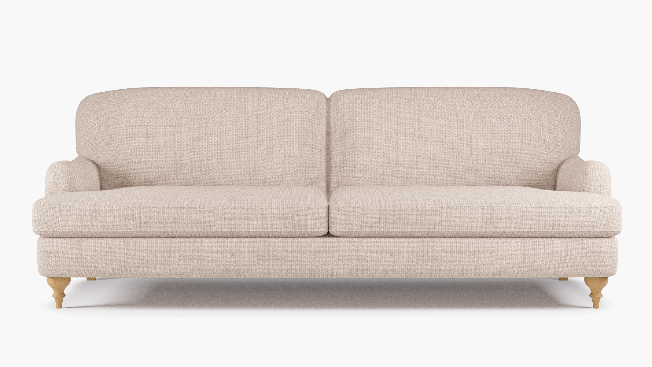 English Roll Arm Sofa, Husk Everyday Linen, Natural Turned Wood Leg - Image 0