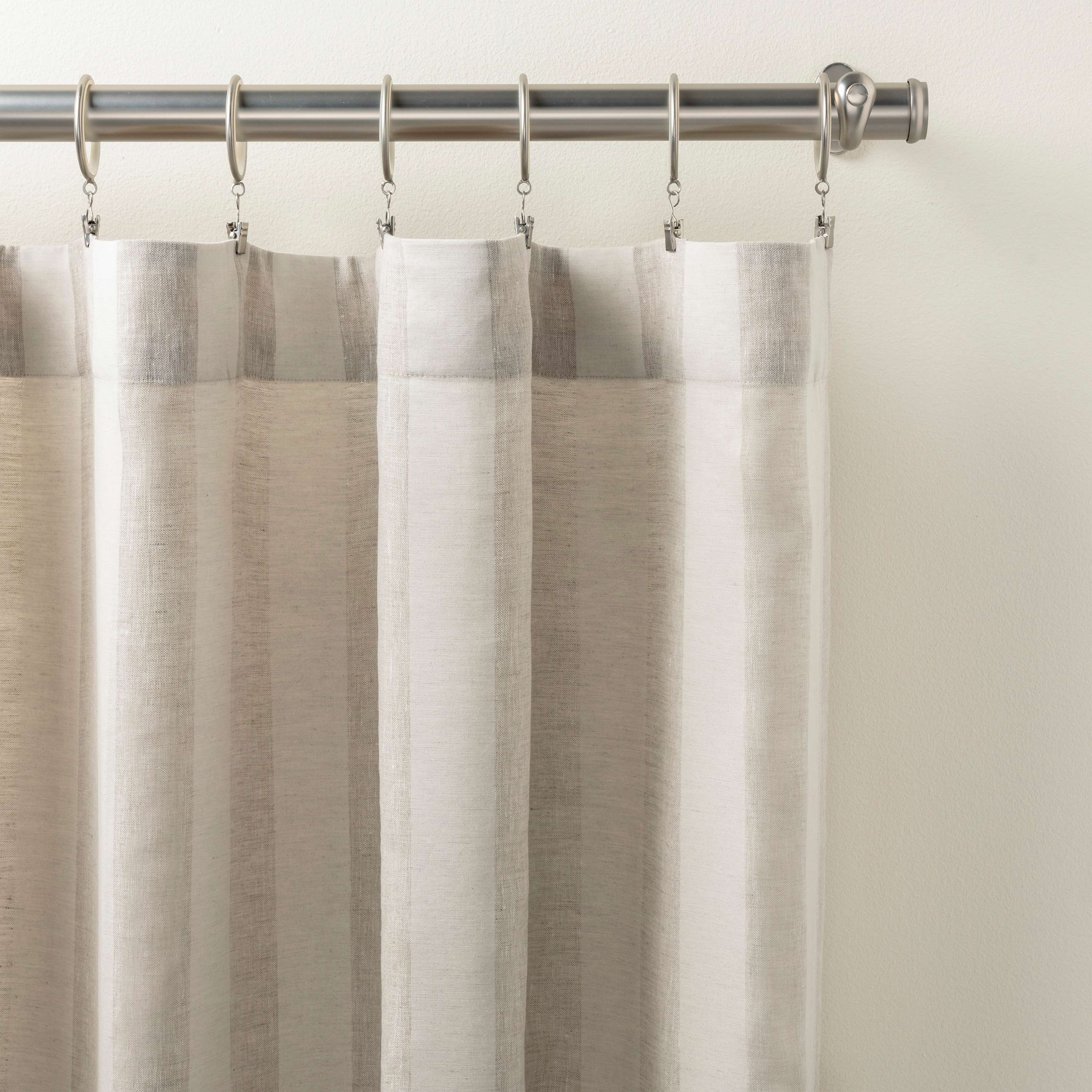 Striped Sheer Natural Curtain Panel - Image 0