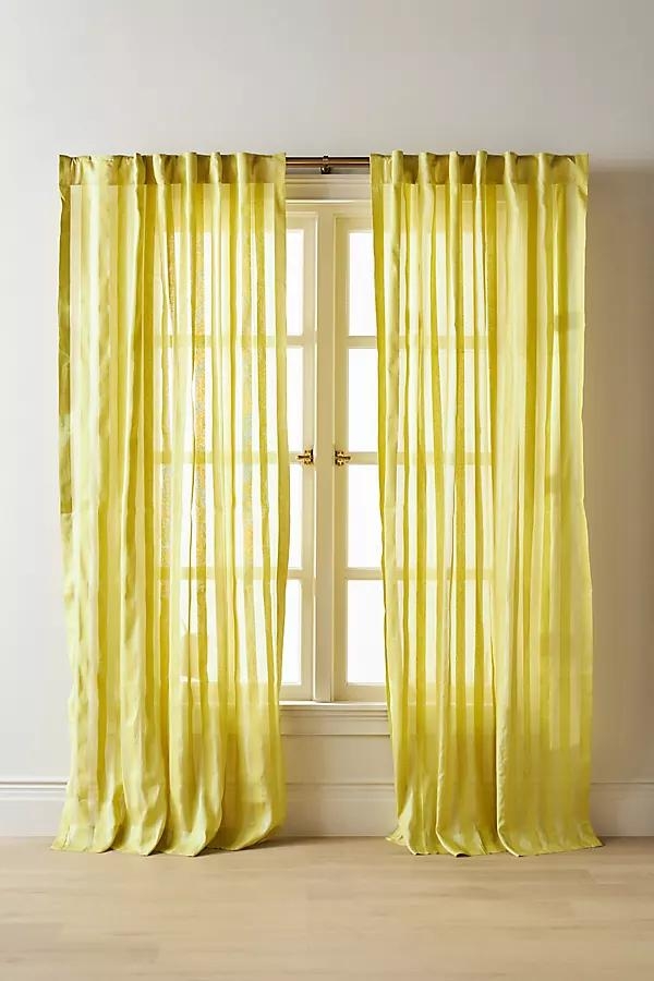 Ventura Silk Semi-Sheer Woven Stripe Curtain - Image 0