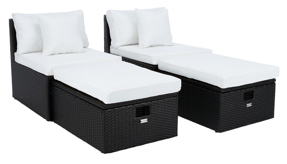 Pramla Outdoor Sette With Otto - Black / Beige - Safavieh - Image 5