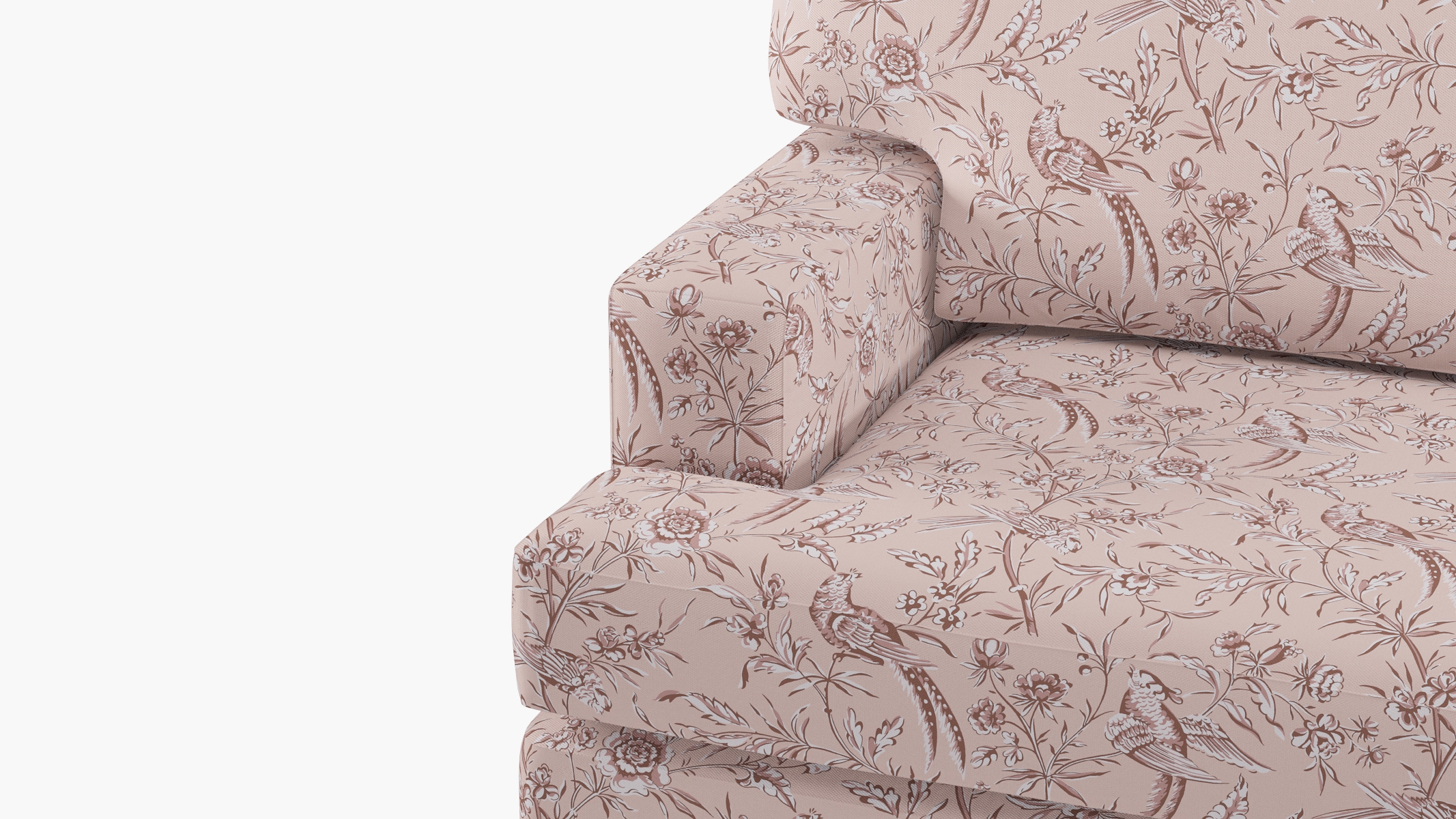 Classic Sofa, Blush Aviary, Espresso with Antique Brass Caster - Image 5