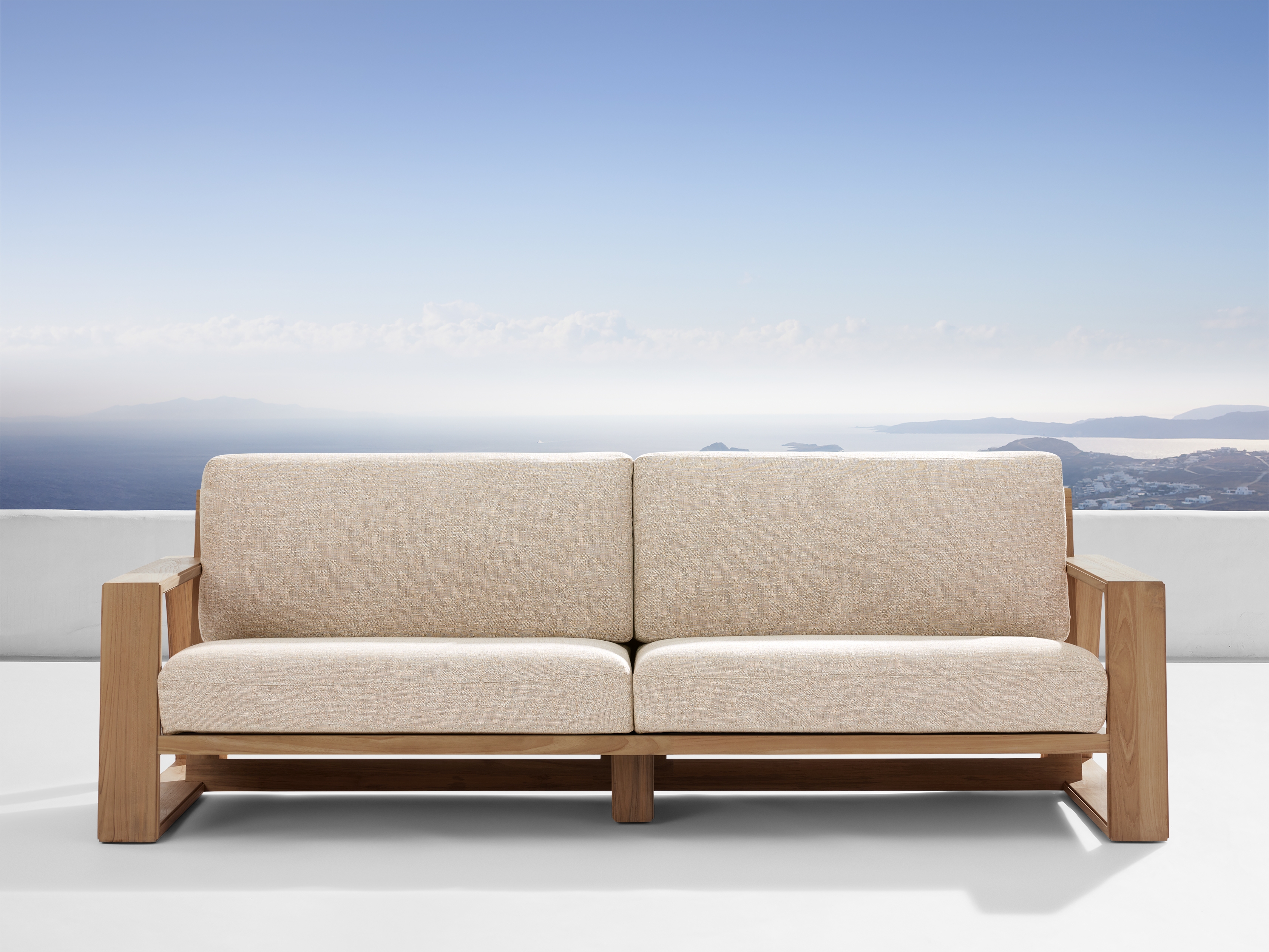 Canyon Outdoor Sofa in Priano Malt Teak Natural /72" - Image 0
