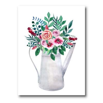 Bouquets Of Flowers In Rustic Flowering Pot - Traditional Canvas Wall Art Print PT35480 - Image 0