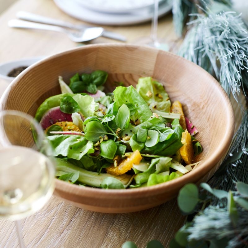 Carson 12" Ash Wood Salad Serving Bowl - Image 2