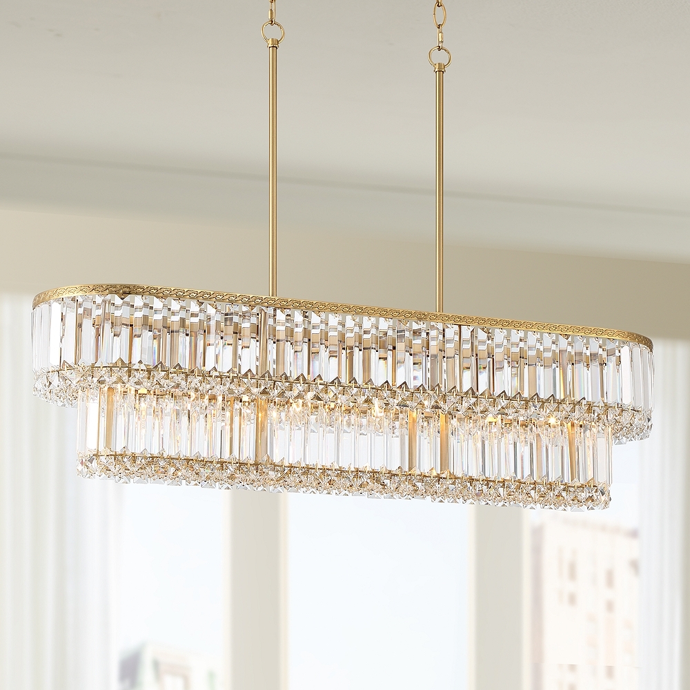 Stiffel Ella 38 3/4" Wide Soft Gold Crystal Island Pendant Light - Image 1