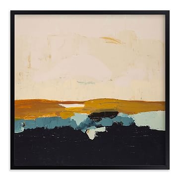 Yellow Seascape by Caryn Owen, Full Bleed 44"x44", Black Wood Frame - Image 0