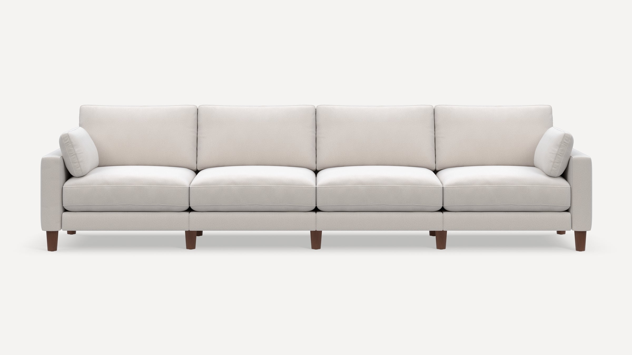 Union 4-Seat Sofa - Ivory - Performance Chenille / Walnut - Wood / Round Leg - Image 0