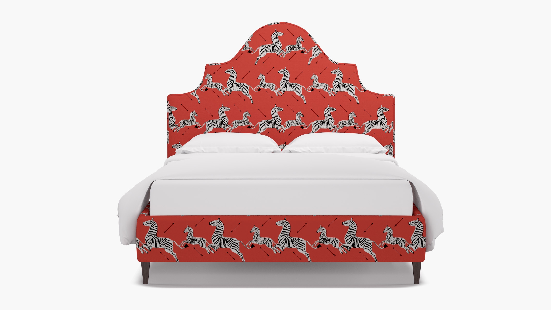 Statement Bed, Coral Zebra, Espresso Square Tapered Leg, King - Image 0