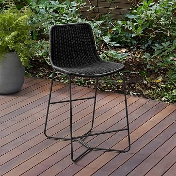 Slope Outdoor Bar Stool, All Weather Wicker, Charcoal - Image 2