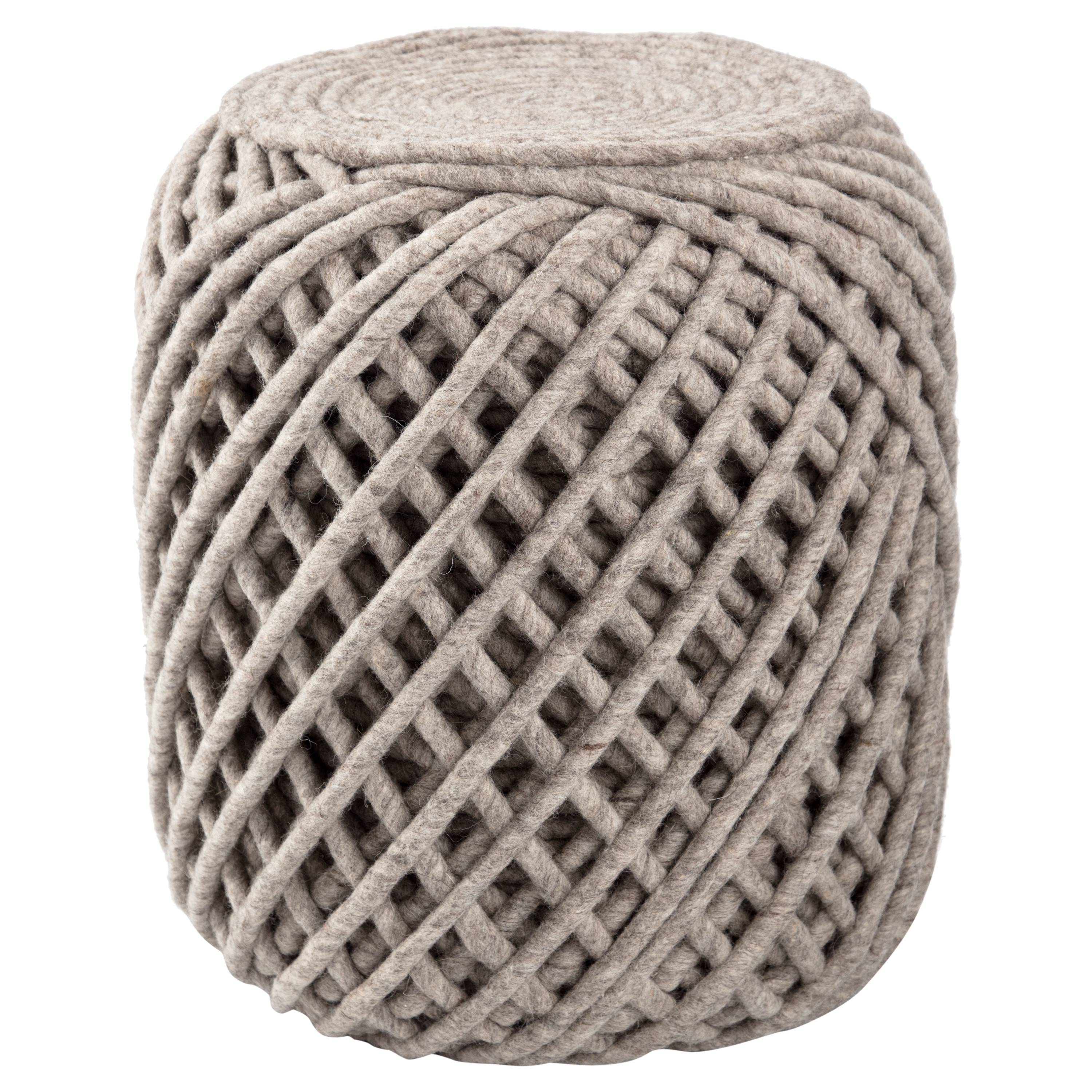 Anneli Textured Cylinder Pouf, Ash Gray - Image 0