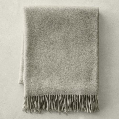 Solid Cashmere Throw, 50" X 65", Light Grey - Image 0