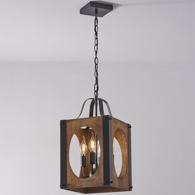 Loon Peak® 4 - Light Lantern Square Chandelier With Wood Accents - Image 0