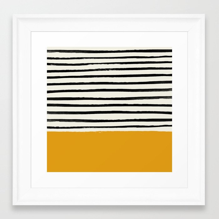 Fall Pumpkin X Stripes Framed Art Print by Leah Flores - Scoop White - X-Small-12x12 - Image 0
