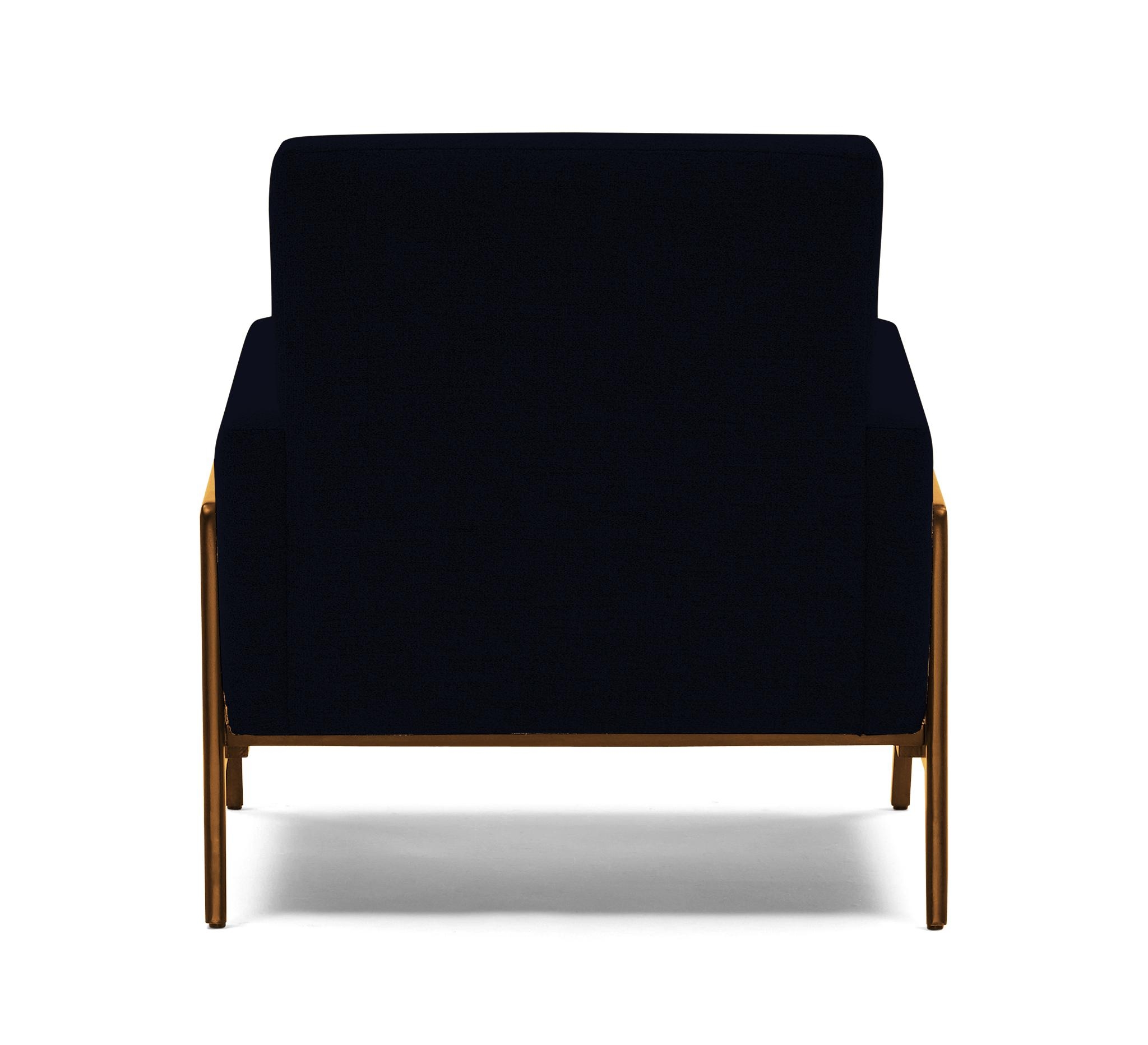 Blue Clyde Mid Century Modern Chair - Sunbrella Premier Indigo - Mocha - Image 4